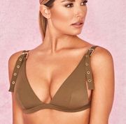 New House of CB Copacabana Olive Bikini Top Size Small