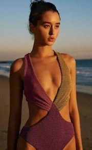 NEW Agua Bendita Vini Malibu One Piece Swimsuit, Cut Out Bathing Suit Size XL