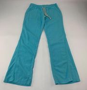 Roxy Bright Aqua Linen Blend Wide Leg Lounge Pant M