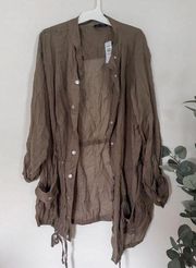 Torrid green button up lightweight top/jacket