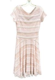 Sangria size 8 dusty pink lace layered fit and flare midi  dress.