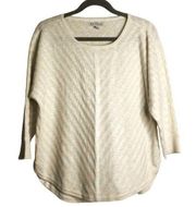 Dana Buchman Chevron Knit Sweater Cream Gold Sparkle Shimmer Metallic Large