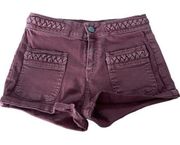 DESIGN LAB (lord & Taylor ) burgundy red braided detailing shorts size 25