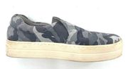 J/SLIDES NYC grey gray camo camouflage slip on flats loafers shoes 8.5 suede