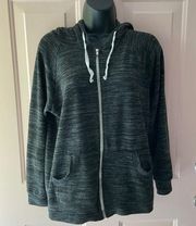 Caslon Gray Zipper Up Hooded Sweatshirt- Size Small