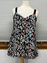 Nicole by Nicole Miller Colorful Leopard Print Chiffon Sleeveless Top Size M