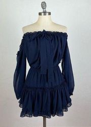 MISA Navy Off Shoulder Mini Dress