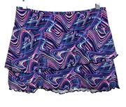 EA Womens Space Dyed Tennis Skort Pink Purple Blue Nylon Spandex Mini Size 2