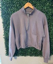 Abercrombie and Fitch Cropped Purple Quarter Zip Hoodie Sz Large