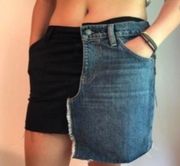 Hudson Asymmetrical Denim Mini Skirt Black & Blue Sz26