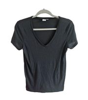 BP. Women's Small Classic V-Neck Short Sleeve Solid Black Tee