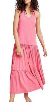 Sundry Womens Tiered Lined Cotton Modal Summer Tank Maxi Dress Size S Pink