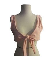 Zaful Light Pink Bathing Suit Tie Front Women's Crop Top Size US 8