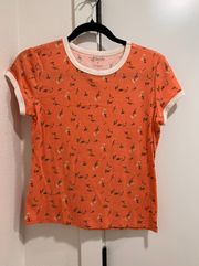 New orange floral t shirt size medium  