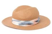 14TH & UNION Tie Dye Trim Panama Hat In Dark Natural Combo NWT