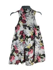 Gray Floral Sleeveless Turtleneck Skater Dress Jrs or Wm Small