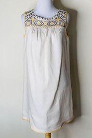 C&C California Beige Linen Embroidered Dress