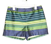 J.McLaughlin Striped Rayon Blend Shorts Size 10 Green Blue