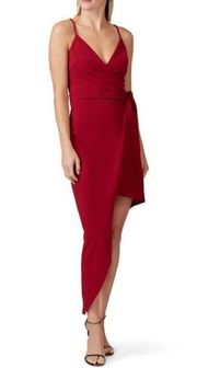 STYLESTALKER - Deep Red Erin Midi Wrap Dress