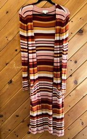 Super long striped duster cardigan