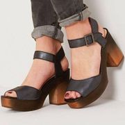 Kelsi Dagger Frontam Leather Heeled Sandals block wooden NEW size 8.5 platform