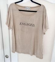 Wildfox Engaged Beige Swoop Neck T-Shirt Oversized