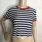 Striped Short Sleeve Crop Tee