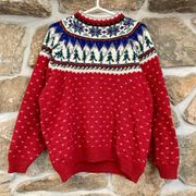 Vintage Bright Red/White  Thick Knit Sweater