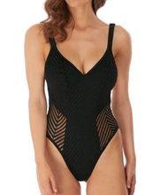 Urban Crochet/Lace Non-Wire Plunge Convertible Black Swimsuit Size 4 NWT #S-343