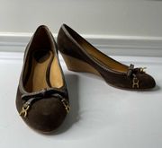 Chloe Brown suede leather 8 mm wedge slip on heel sandals size 37.5