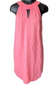 C&C California Coral Pink Linen Cleo Collar Dress NEW