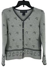 Herman Geist Lambswool Rabbit Hair Gray Cardigan Sweater Size Petite Small PS