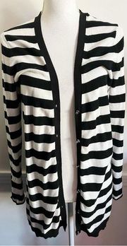 Alice and Olivia • Black White Striped Cotton Cardigan