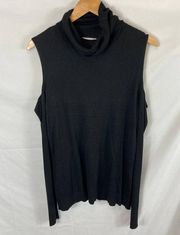 NWT T Tahari Flynn Cold Shoulder Sweater Black Size XL