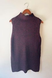 Ann Taylor Sleeveless Crochet Mock Neck Tunic Sweater Burgundy New Tags Large