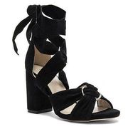 Raye Sebastian Suede O-Ring Criss Cross Ankle Wrap Sandals Heels Black Size 6