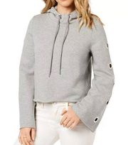 Kensie Gray Hooded Crop Top Hoodie XL