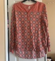 Tunic Shirt Pink and Navy M