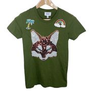 Koch Lucy sequined t-shirt in army green fox size XS