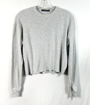 Brandy Melville Gray Ribbed Long Sleeve Cropped T-Shirt Minimalist One Size OS