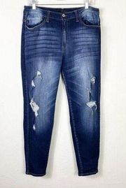 Kancan Dark Wash Distressed High Rise Skinny Jeans Size 33