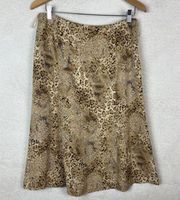 Talbots Vintage  Pure Silk Midi Skirt Leopard Print Sheer Lined Size 10