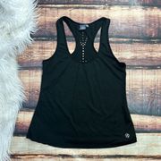 Daisy Fuentes Black Cut Out Workout Tank Top