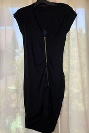 Maje Black Bodycon Dress w/Zipper Detail