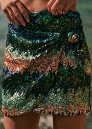 Sezane Skirt Pacome Multicolor Wrap Tie Mini Retro Sequins 80s 40 NWT
