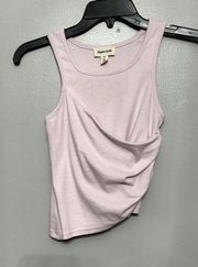 Open Edit Women's Pink Crop Ruched Side Asymmetrical Hem Sleeveless XS NWOT