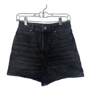 ZARA  Womens High Rise Black Jean Shorts, Size 6