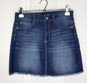 Wallflower Denim Mini Skirt Raw Fringe Hem Junior's Size 5 Jean Blue A-Line