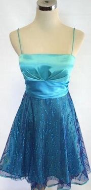 Aqua spaghetti strap dress sparkly never worn