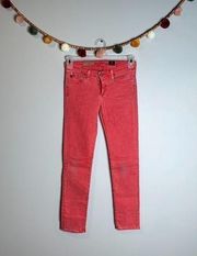 Adriano Goldschmied red acid wash Stevie Ankle jeans